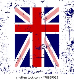 British flag t shirt typography graphics. Blue, red, white national design, isolated on white background. Symbol of England, Britain, United Kingdom. Template apparel,  poster Vector illustration
