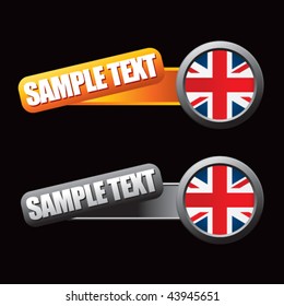 British flag tilted orange and gray banners