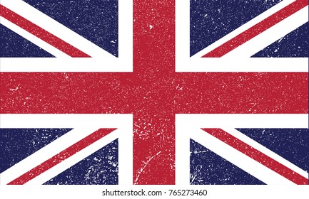 British flag. UK illustration. Old look. Vector.