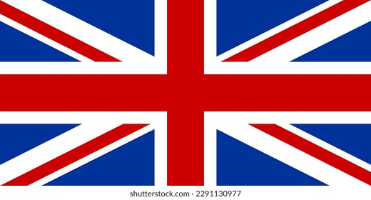 British flag. UK flag. Symbol of national identity. RGB colors red, blue,white. Vector illustration.