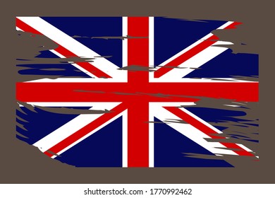 British flag. Vintage symbol of the union of Great Britain. Jack in the grunge style. National sign UK in retro design.