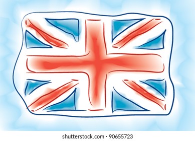 British flag in watercolor technique