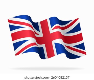 British flag wavy background layout. Vector illustration.