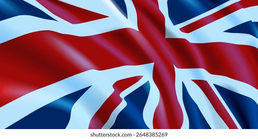 British flag wavy. United kingdom flag background. Vector illustration. 
