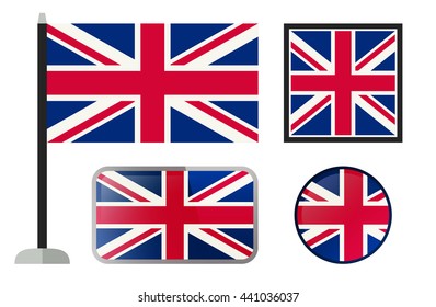 British flags. Simple vector icons set of England flags.