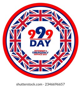British flags surrounding bold text in frame isolated on white background to commemorate Emergency Services Day on September 9 United Kingdom