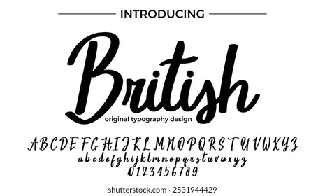 British Font Stylish brush painted an uppercase vector letters, alphabet, typeface