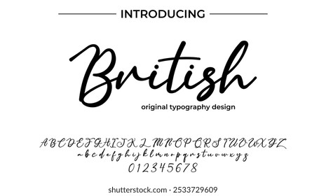 British Font Stylish brush painted an uppercase vector letters, alphabet, typeface