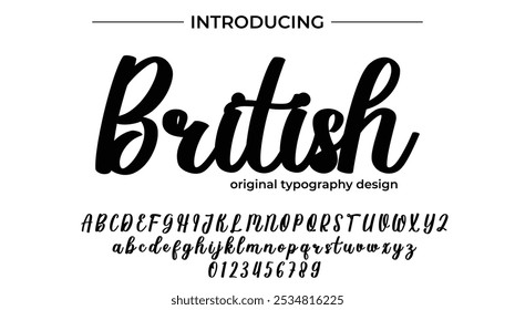 British Font Stylish brush painted an uppercase vector letters, alphabet, typeface