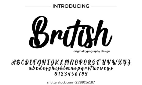 British Font Stylish brush painted an uppercase vector letters, alphabet, typeface