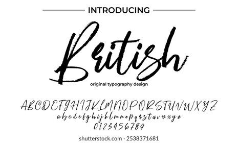 British Font Stylish brush painted an uppercase vector letters, alphabet, typeface