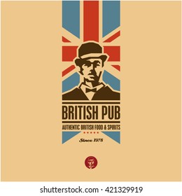 British Food, British Pub Label, Beer, Gentleman