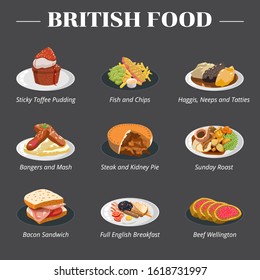 British food vector set collection graphic design