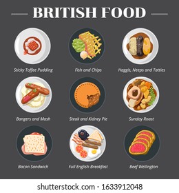 British food vector set collection graphic clipart design