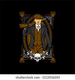 british gangster retro illustration with awesome background