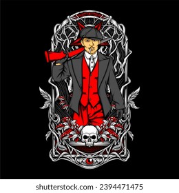 Britische Gangster-Retrografik für T-Shirt-Design und andere