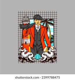 Britisches Gangster-Retrografik für T-Shirt-Design