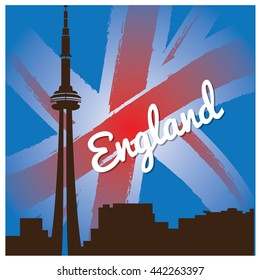 British graphic design, vector illustration, skyline