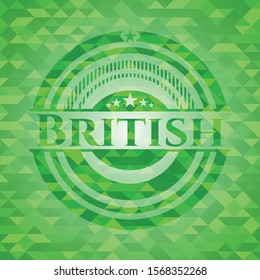 British green emblem with mosaic background. Vector Illustration. Detailed.