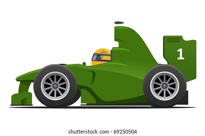 British green racing formula 1 car vector illustration
