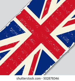 British grunge flag diagonal background. Vector illustration.