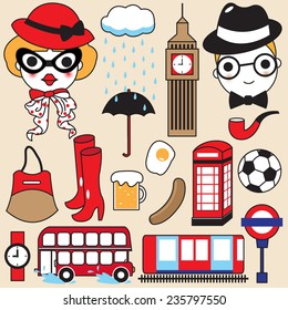 British Icons illustration set