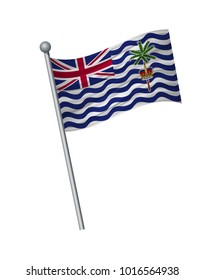 British Indian Ocean Territory flag on the flagpole. Official colors and proportion correctly. waving of British Indian Ocean Territory flag on flagpole, vector illustration isolate on white.