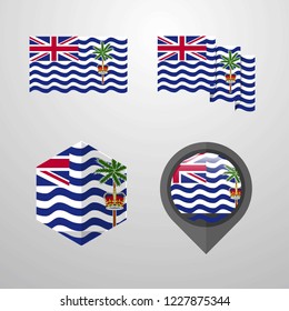 British Indian Ocean Territory flag design set vector