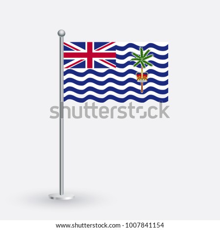 British Indian Ocean Territory Flag with Metal Pole. Vector illustration