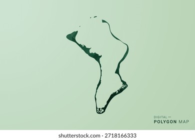 Mapa do Território Britânico do Oceano Índico - Ilustração do Vetor Estilo Polígono Verde, Design Geométrico de Poli Baixo com Silhueta Limpa no Fundo verde macio.