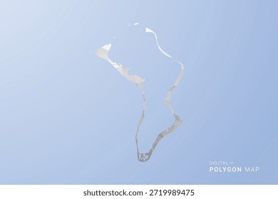 Mapa do Território Britânico do Oceano Índico - ilustração vetorial em estilo polígono em tons de cinza, branco e azul, design geométrico de baixo-poli, silhueta mínima, adequado para design infográfico e moderno.