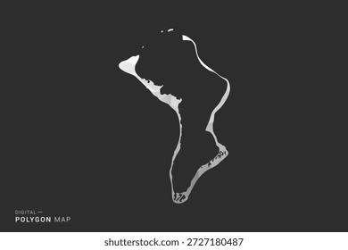 Mapa del Territorio Británico del Océano Índico: Ilustración vectorial de estilo polígono en diseño geométrico de bajo poli negro, gris y blanco, silueta mínima, aislada para infografía.