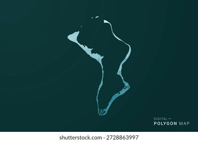 Mapa del Territorio Británico del Océano Índico - Ilustración vectorial de estilo polígono en diseño geométrico de bajo poli verde y azul, silueta mínima limpia para infografía.