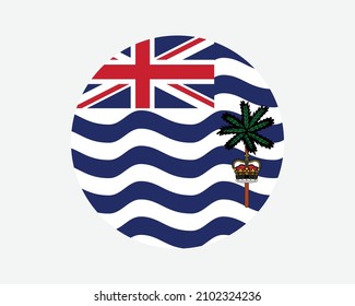 British Indian Ocean Territory Round Flag. BIOT, United Kingdom UK Circle Flag. British Overseas Territory Circular Shape Button Banner. EPS Vector Illustration.
