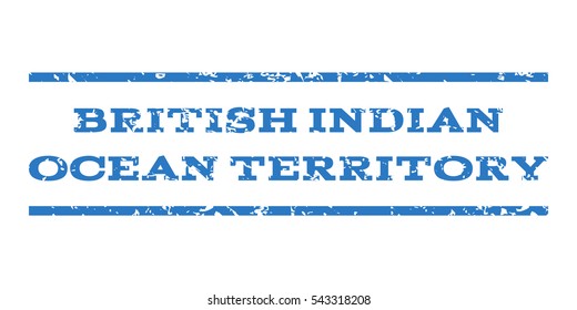 British Indian Ocean Territory watermark stamp. Text caption between horizontal parallel lines with grunge design style. Rubber seal stamp with scratched texture.