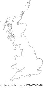 British Islands Map Thin Outline