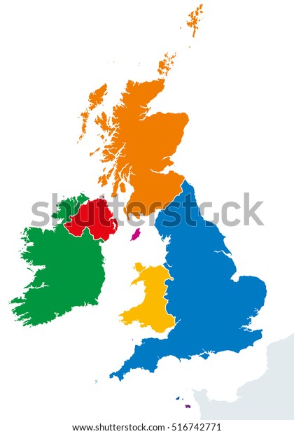 イギリス諸島の国々のシルエット地図 アイルランドとイギリスの国々は イギリス スコットランド ウェールズ 北アイルランド ゲルンジー ジャージー マン島で 色が違う ベクターイラスト のベクター画像素材 ロイヤリティフリー