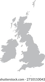 Mapa de las Islas Británicas Silueta gris aislada Vector editable