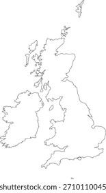 Vector editable minimalista del contorno del trazo del mapa de las Islas Británicas
