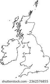 British Isles Map with Thick Outline