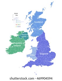 British Isles vector high detailed map svg
