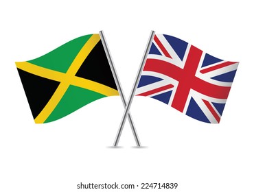 British and Jamaican flags. Vector illustration.