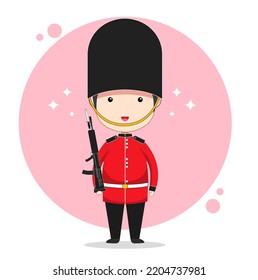 British King's And Queen's Guard Cartoon Vector