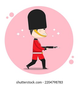 British King's And Queen's Guard Cartoon Vector