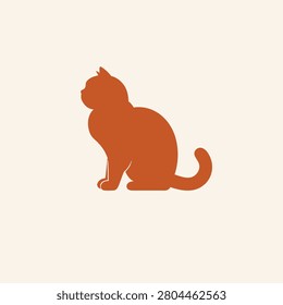British longhair cat icon logo design silhouette illustration.