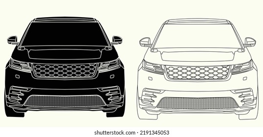 british luxury SUV Front View Icon,easy to use,editable and layered,sketch automobile.