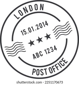 British mail round stamp. Post office label