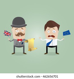british man showing the article 50 to the european politician