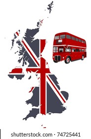 British map and double-decker