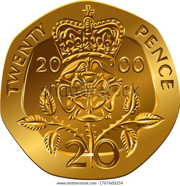 イギリスの金貨金貨ペンスの裏返しに宝冠のあるバラの花 ローザ チュードル イギリスの紋章 のベクター画像素材 ロイヤリティフリー